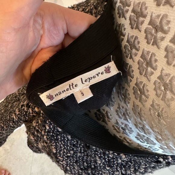 1980s Nanette lepore black and tan tweed skirt suit size small - Picture 5 of 5